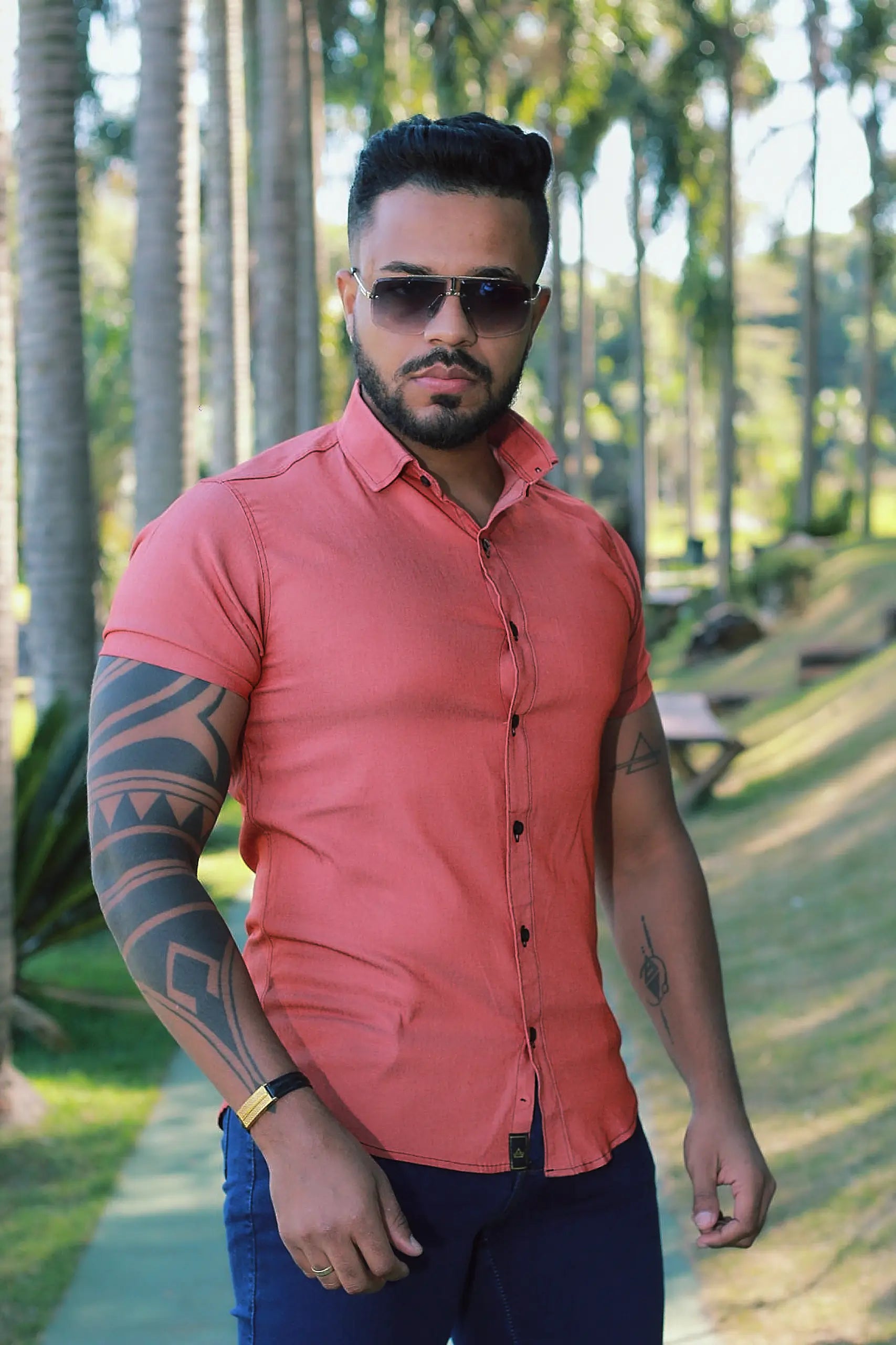 Camisa Slim Fit com Tencel Terra Cota Elastano  Premium